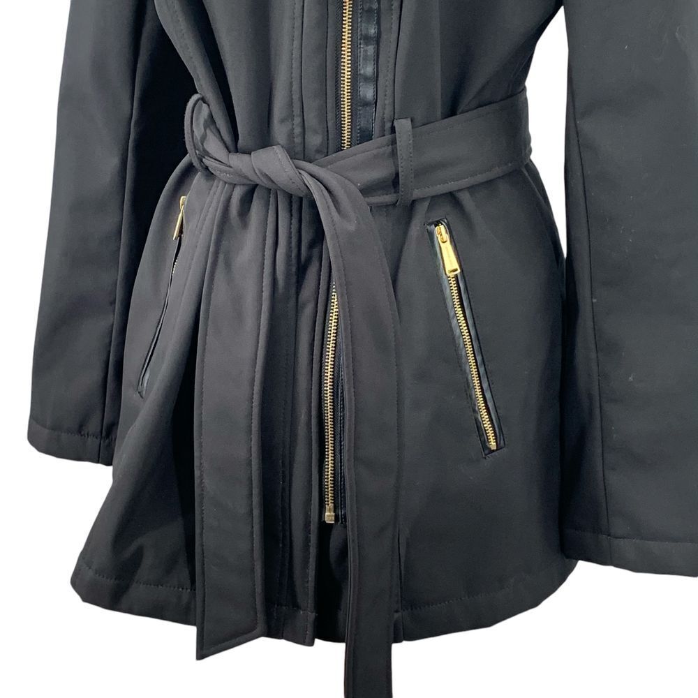 Michael Kors Womens Black Asymmetric Zip Front Jacket/Coat Military Style Size M - Picture 10 of 11